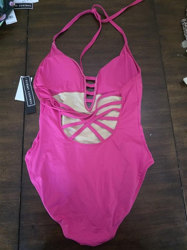 NWT La Blanca 14 Island Goddess Halter Mio 1PC Swimsuit Pink 130621