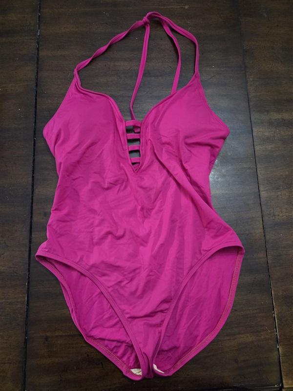NWT La Blanca 14 Island Goddess Halter Mio 1PC Swimsuit Pink 130621