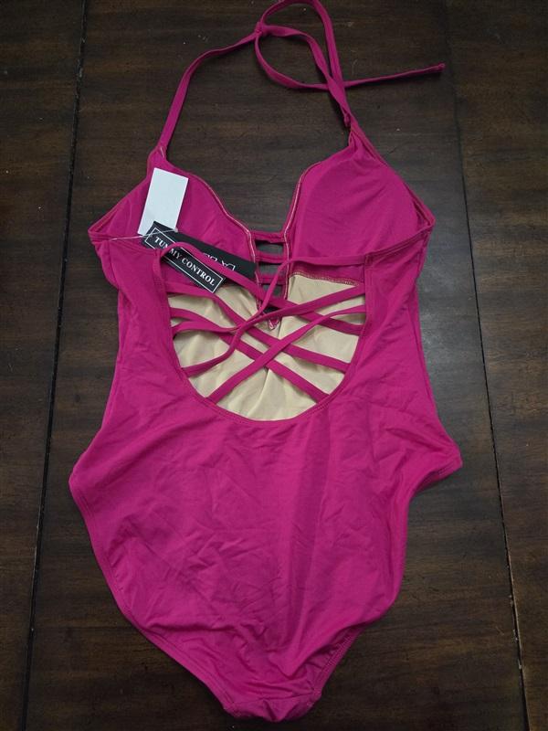 NWT La Blanca 14 Island Goddess Halter Mio 1PC Swimsuit Pink 130621