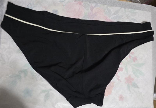 NWOT Robin Piccone Avery XS Solid Black White Bikini Swim Bottom 130627