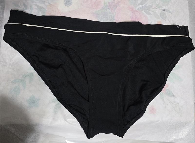 NWOT Robin Piccone Avery XS Solid Black White Bikini Swim Bottom 130627