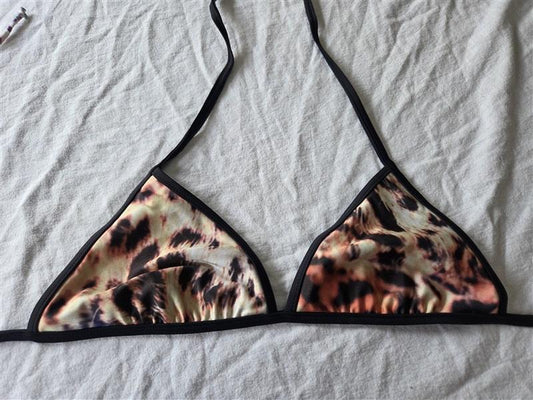 NWT Wildfox SM Reversible Animal Print Triangle Bikini Swim Top 130635