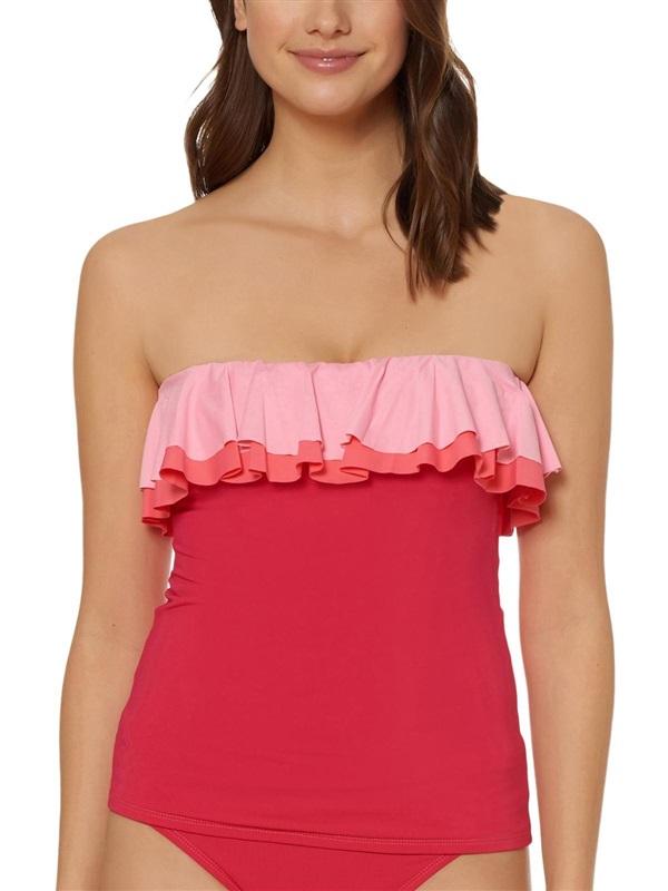 NWPT Bleu Rod Beattie 12 Shirred Ruffle Bandeau Tankini Pink 130655