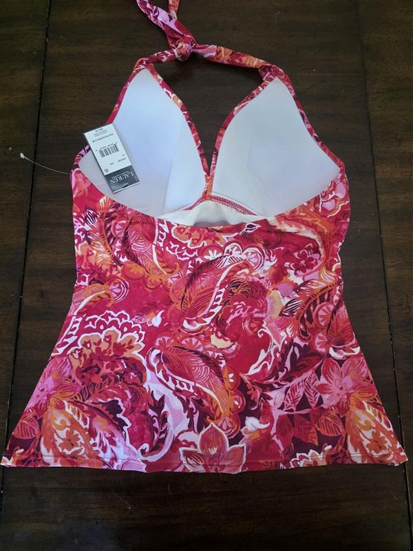 NWT Ralph Lauren 10 Floral Batik Halter Swim Tankini Swimsuit Top Pink 130657