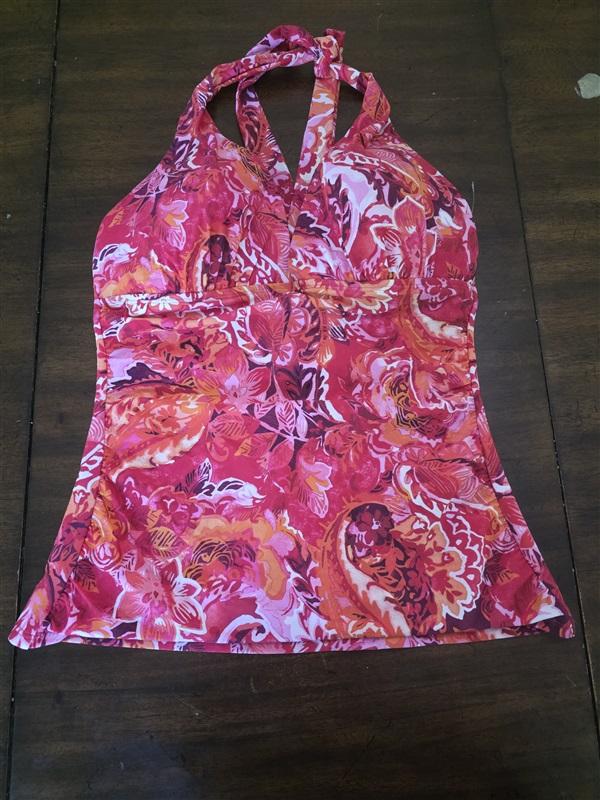 NWT Ralph Lauren 10 Floral Batik Halter Swim Tankini Swimsuit Top Pink 130657
