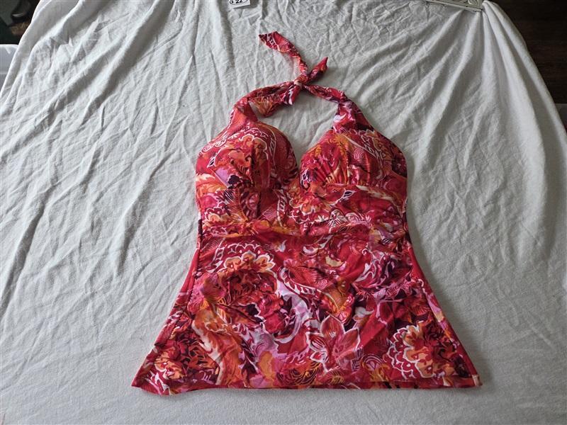 NWT Ralph Lauren 10 Floral Batik Halter Swim Tankini Swimsuit Top Pink 130657