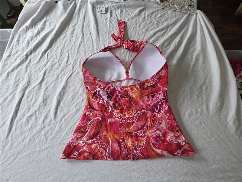 NWT Ralph Lauren 10 Floral Batik Halter Swim Tankini Swimsuit Top Pink 130657