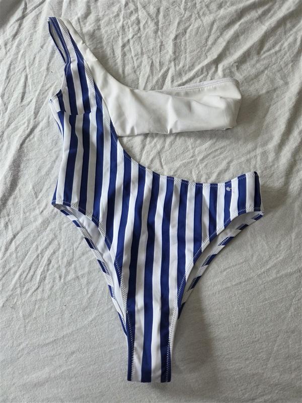 NWOT Kendall+Kylie M Monokini Bandeau Strap Blue White Stripe 130662