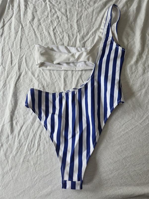 NWOT Kendall+Kylie M Monokini Bandeau Strap Blue White Stripe 130662