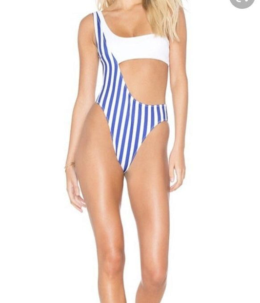 NWOT Kendall+Kylie M Monokini Bandeau Strap Blue White Stripe 130662