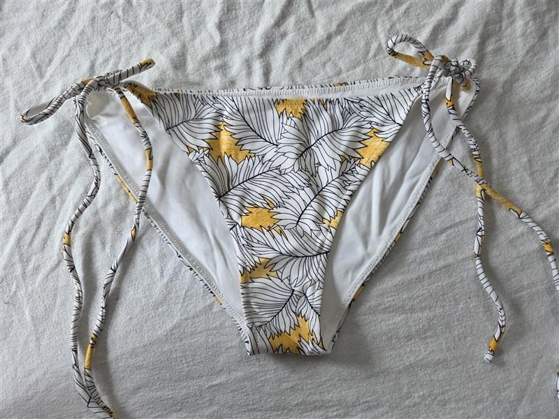 NWT Rachel Pally S Yellow Black Palau Tie Side Bikini Swim Bottom 130664