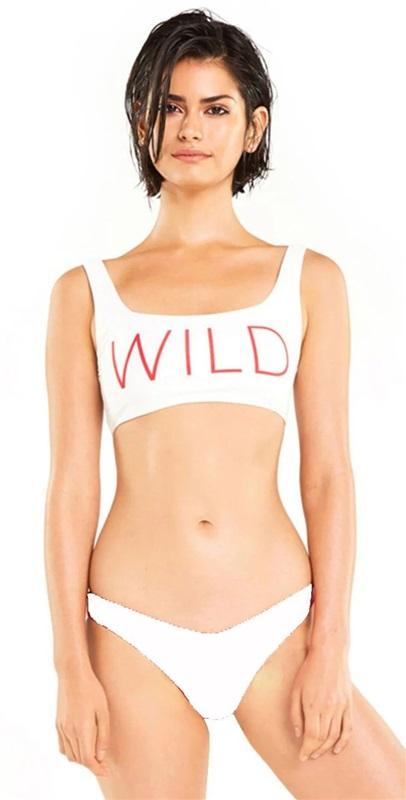 NWOTD Wildfox S White Red Logo Crop Top Bikini Swim 130667