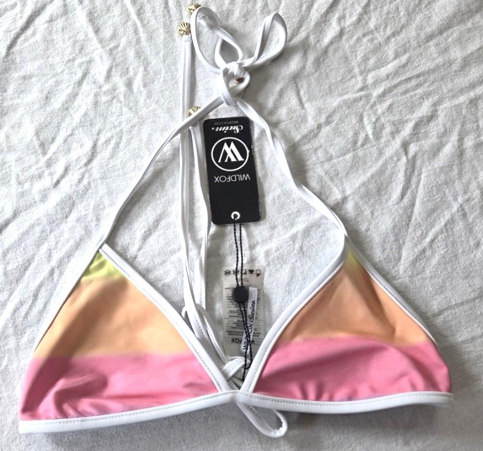 NWT Wildfox Small Ombre Reversible Rainbow Triangle Bikini Swim Top 130668