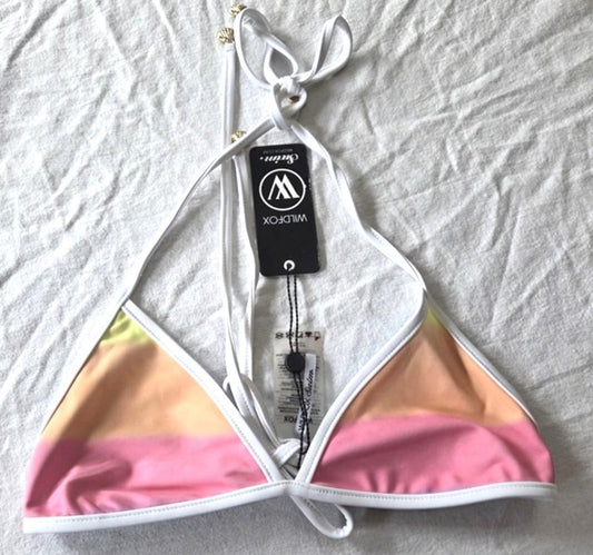 NWT Wildfox Small Ombre Reversible Rainbow Triangle Bikini Swim Top 130668