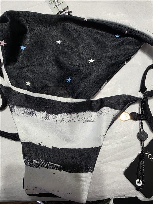 NWT WILDFOX S Reversible Side Tie Black White Stripe Stars Bikini Bottoms 130673