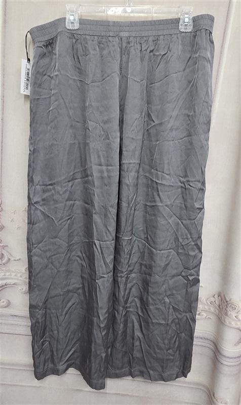 NWT Anthropologie Velvet by Graham & Spencer XL Gray Satin Pull On Pants 130677