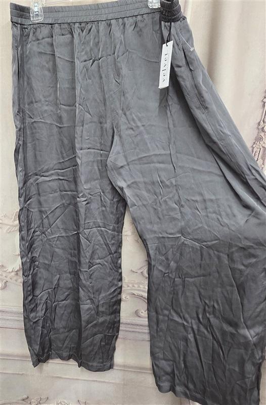 NWT Anthropologie Velvet by Graham & Spencer XL Gray Satin Pull On Pants 130677