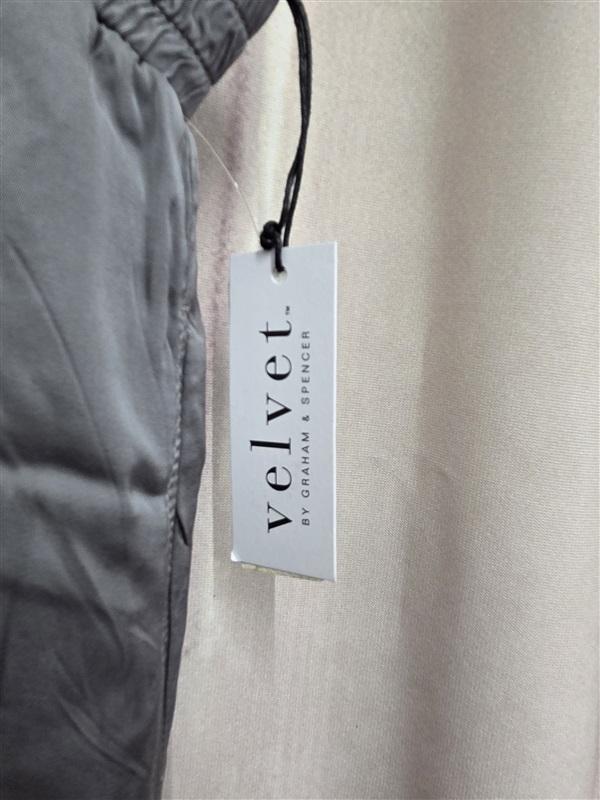 NWT Anthropologie Velvet by Graham & Spencer XL Gray Satin Pull On Pants 130677