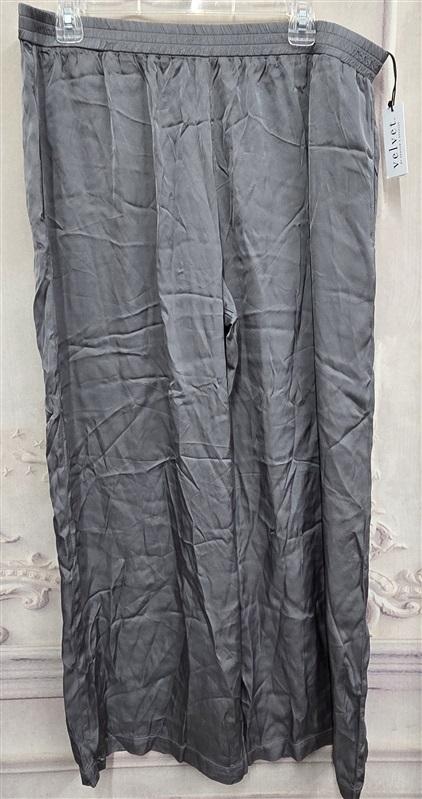 NWT Anthropologie Velvet by Graham & Spencer XL Gray Satin Pull On Pants 130677