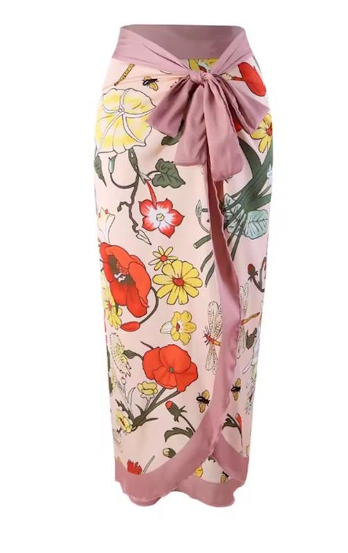 NWOT Poppy Satin Scarf Sarong Skirt Dress 130679