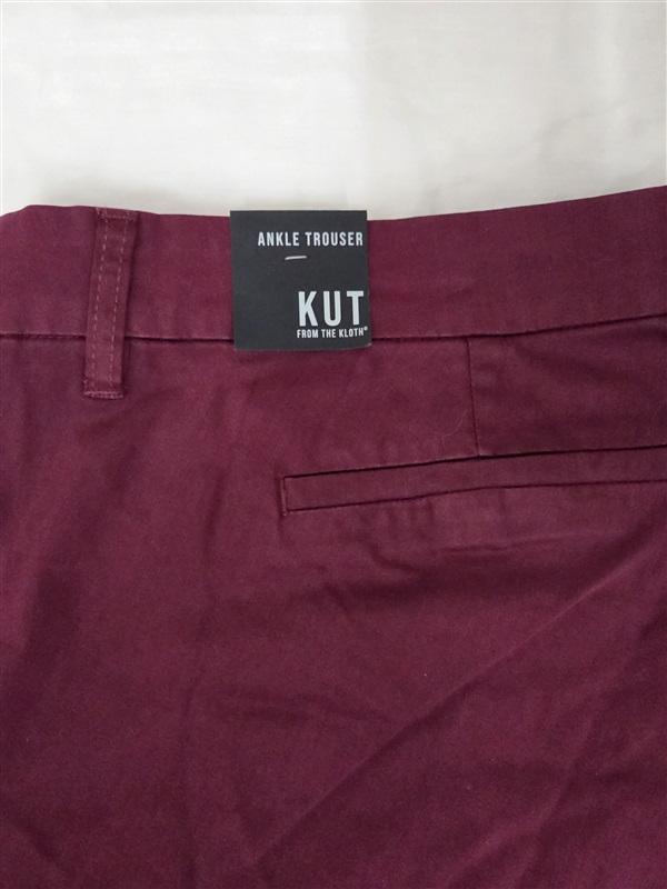 NWT KUT 20W Ankle Trouser Stretch Pants Wine 130682