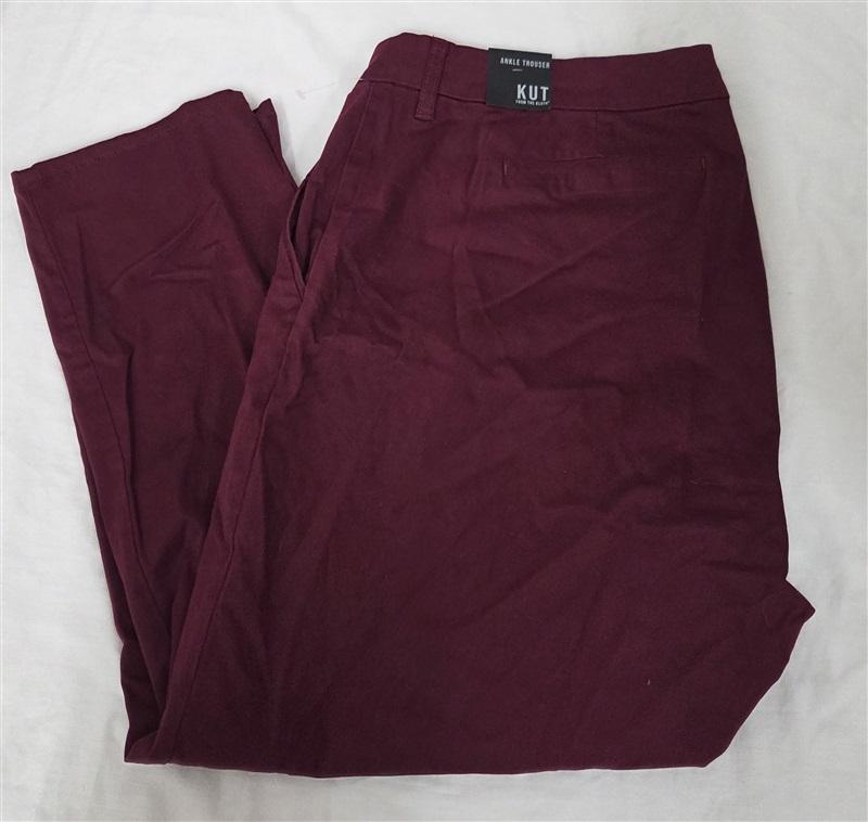 NWT KUT 20W Ankle Trouser Stretch Pants Wine 130682
