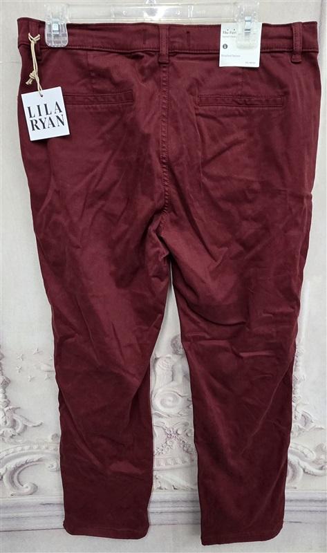 NWT Lila Ryan 12P The Pert Tapered Trouser Tab Closure Wine 130684