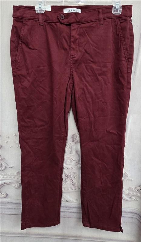 NWT Lila Ryan 12P The Pert Tapered Trouser Tab Closure Wine 130684