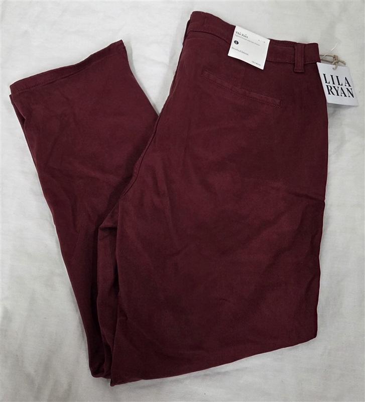 NWT Lila Ryan 12P The Pert Tapered Trouser Tab Closure Wine 130684