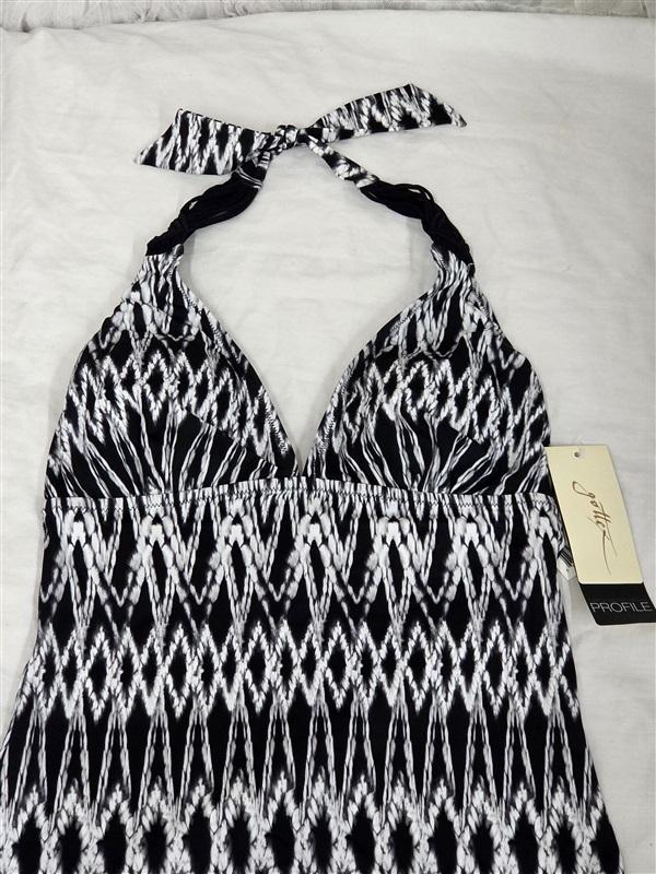NWT Profile Gottex 12 Shibori Macrame Halter Tankini Swimsuit Top 130690