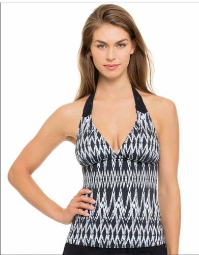 NWT Profile Gottex 12 Shibori Macrame Halter Tankini Swimsuit Top 130690