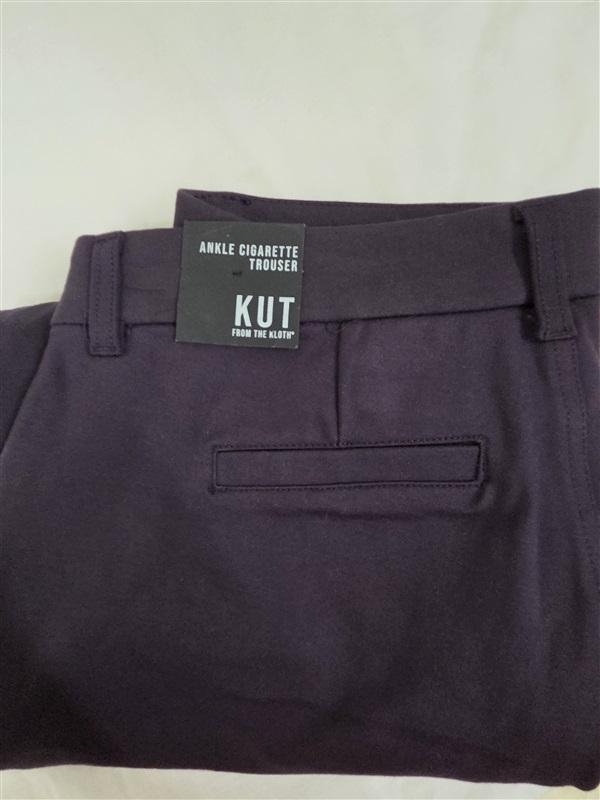 NWT KUT 6 Ankle Cigarette Trouser Stretch Pants Aubergine Purple 130694