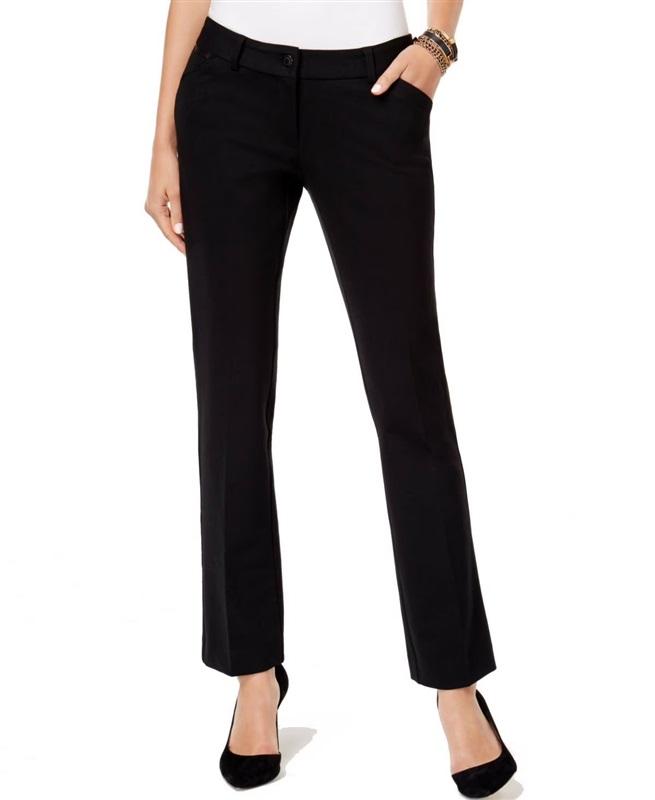 NWT Alfani 12 Trouser Leg Ponte Stretch Tummy Control Dress Pant Black 130726