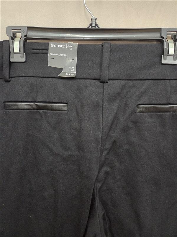 NWT Alfani 12 Trouser Leg Ponte Stretch Tummy Control Dress Pant Black 130726