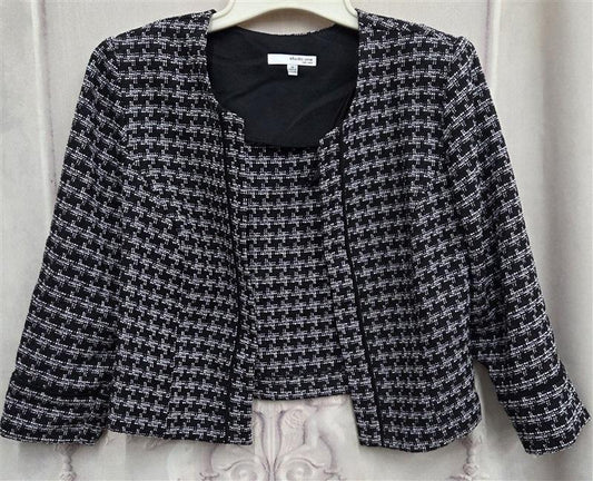 NWOT Studio One New York 16 Blue White Woven Tweed Jacket 130734