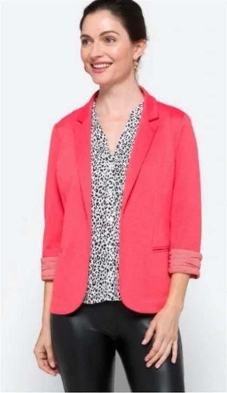 NWT Skies are Blue M Asa Knit Blazer Jacket Coral 130739
