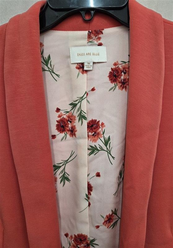 NWT Skies are Blue M Asa Knit Blazer Jacket Coral 130739