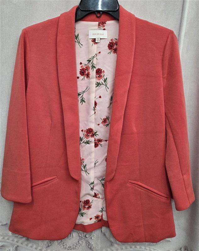 NWT Skies are Blue M Asa Knit Blazer Jacket Coral 130739