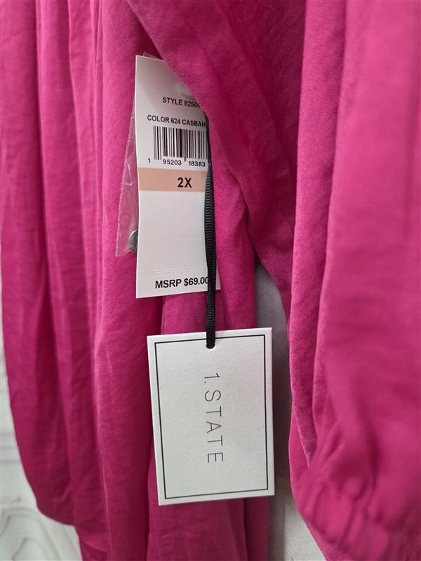 NWT 1. State 2X Cold Shoulder Casbah Pink Flowy Blouse 130742
