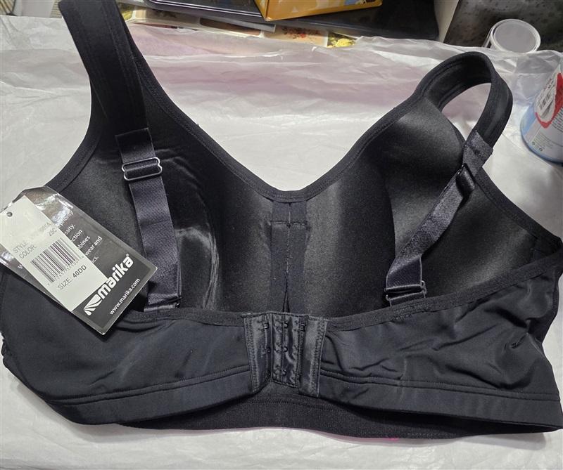 NWT Marika 40DD Gabriella Sports Bra Plus Size High Impact Black Pink Glo 130754