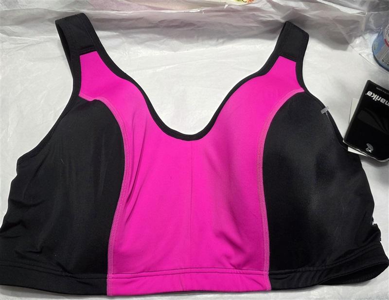 NWT Marika 40DD Gabriella Sports Bra Plus Size High Impact Black Pink Glo 130754