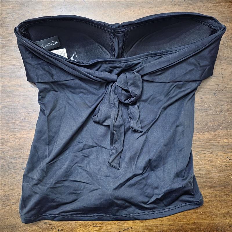 NWT La Blanca Island Goddess SZ 4 Black Halter Bandeau Tankini Swim Top 130761