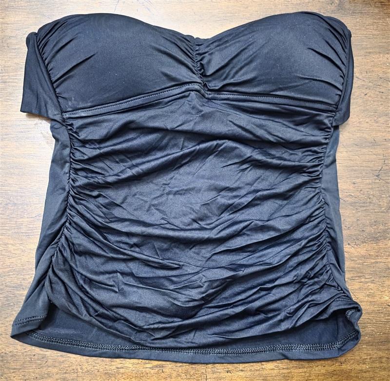 NWT La Blanca Island Goddess SZ 4 Black Halter Bandeau Tankini Swim Top 130761
