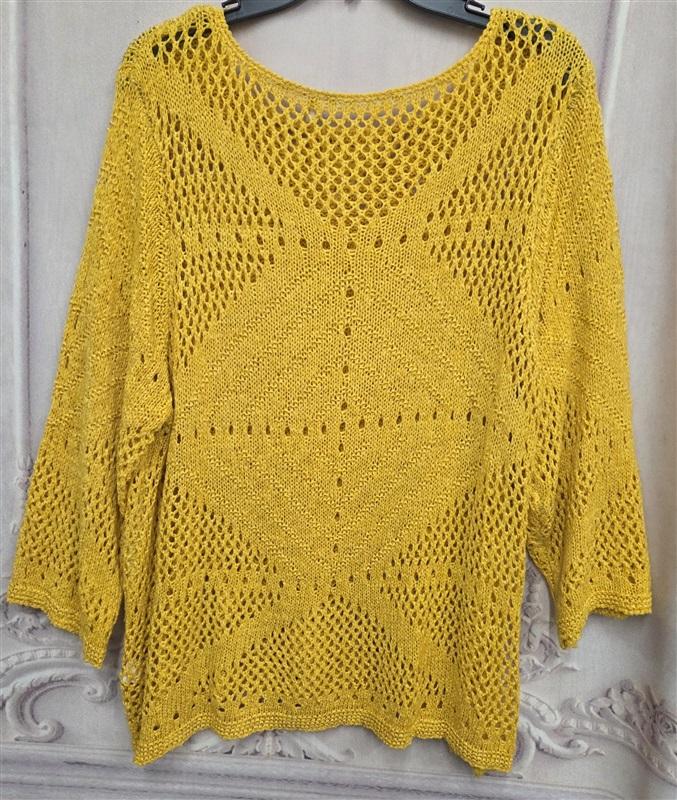 NWOT Soft Surroundings 2X Open Work Sweater Bright Yellow 130766