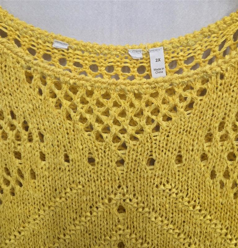 NWOT Soft Surroundings 2X Open Work Sweater Bright Yellow 130766