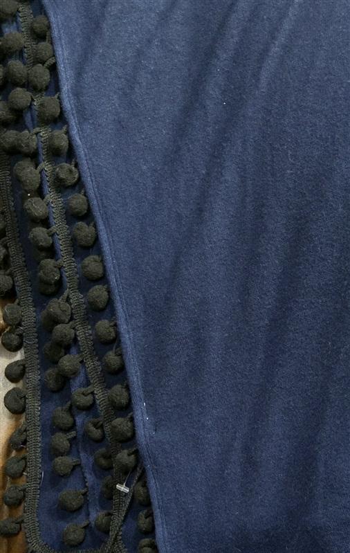 NWT Michael Stars 60" x 60" Pom Pom Trim Blanket Wrap Scarf Navy Blue 130768