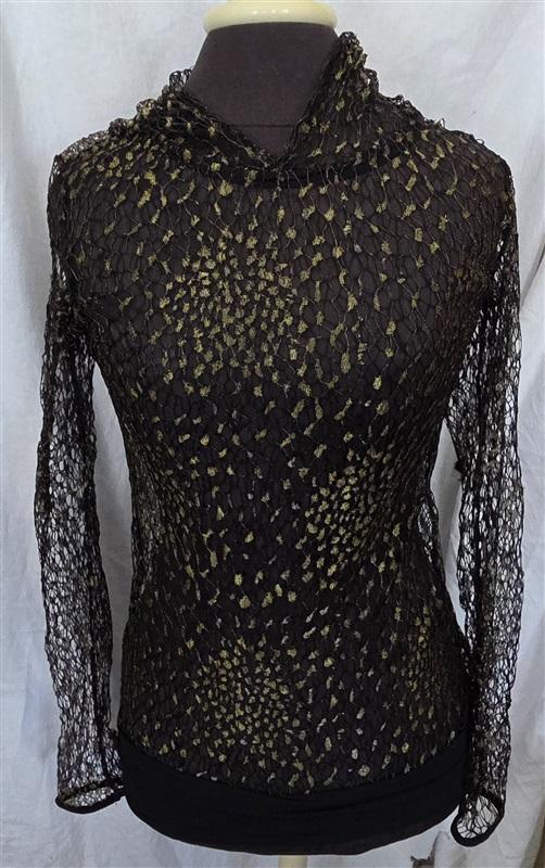 NWT Sauvage M Beach Queen Black Gold Mesh Hoodie Swim Cover Up Sheer 130770