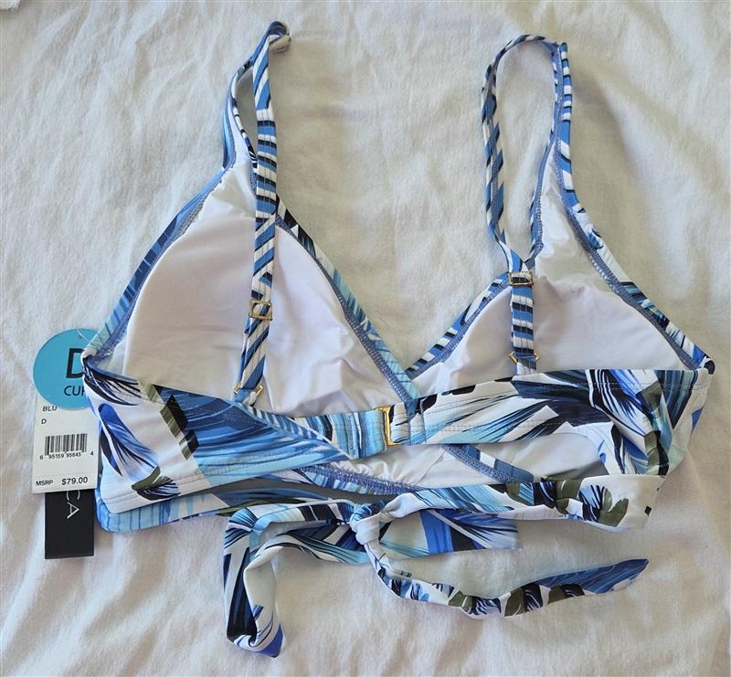 NWT La Blanca D Two Cool Wrap Palm Halter Scoop Bikini Swim Top 130771