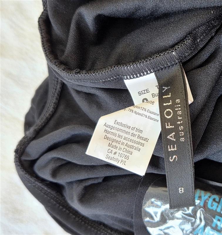 NWOT Seafolly 4 USA Wrap Front Ruched Panel Black Swimsuit 130772