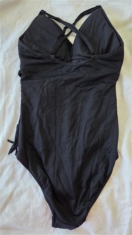 NWOT Seafolly 4 USA Wrap Front Ruched Panel Black Swimsuit 130772